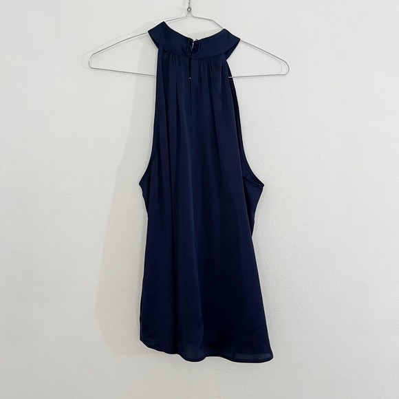 NWOT Express Halter Top Blouse Women's Size XL Blue Satin Drape 100% Polyester - Picture 2 of 7